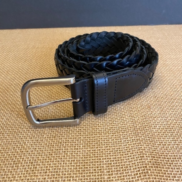 Men's Genuine leather braided belt Sz XL black Adjustable - Picture 1 of 6